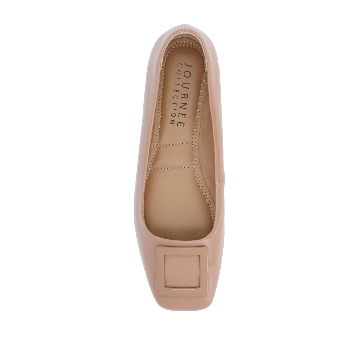 ZIMIA SQUARE TOE FLATS IN VEGAN LEATHER - Tan