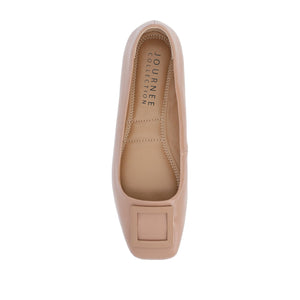 ZIMIA SQUARE TOE FLATS IN VEGAN LEATHER - Tan