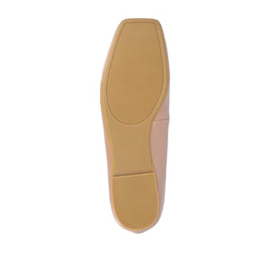 ZIMIA SQUARE TOE FLATS IN VEGAN LEATHER - Tan