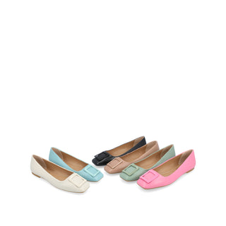 ZIMIA SQUARE TOE FLATS IN FAUX LEATHER