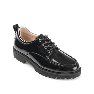 ZINA OXFORD LOAFER FLATS IN PATENT - Black