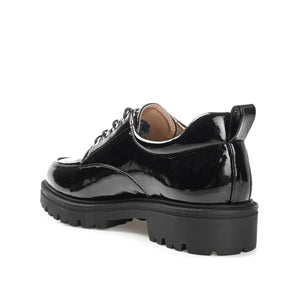 ZINA OXFORD LOAFER FLATS IN PATENT - Black