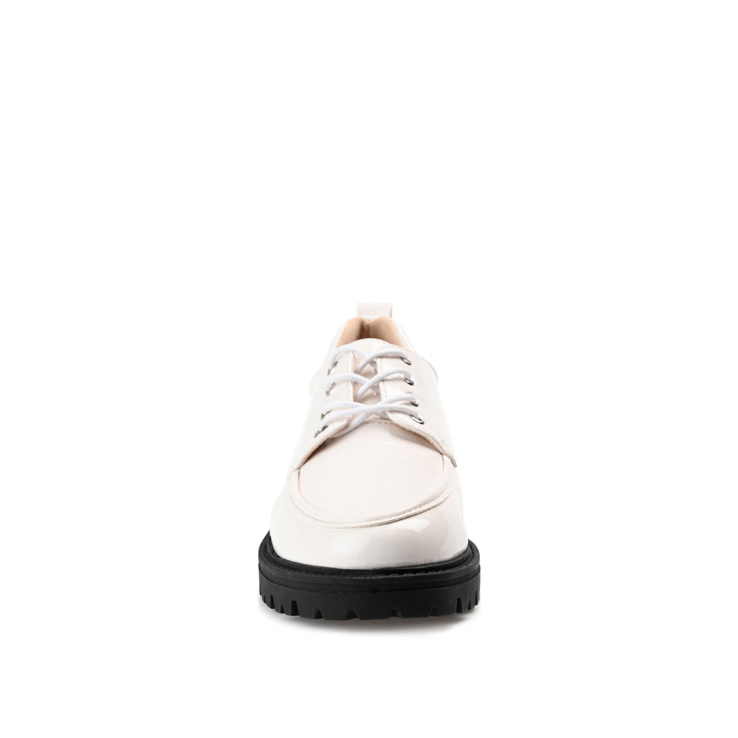 ZINA OXFORD LOAFER FLATS IN PATENT - Bone