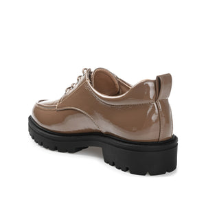 ZINA OXFORD LOAFER FLATS IN PATENT - Taupe