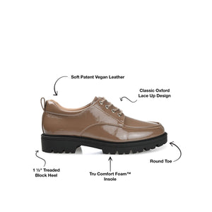 ZINA OXFORD LOAFER FLATS IN PATENT - Taupe