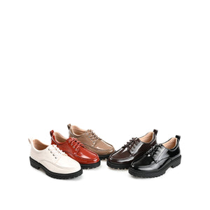 ZINA OXFORD LOAFER FLATS IN PATENT - Brick