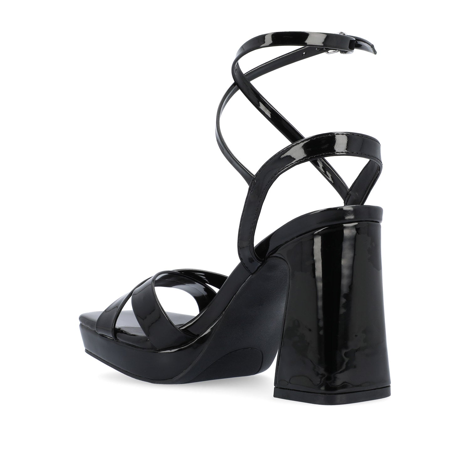 ZORANA STRAPPY HEELS IN PATENT - Black