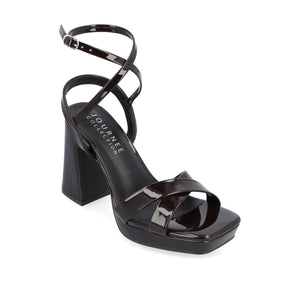 ZORANA STRAPPY HEELS IN PATENT - Brown