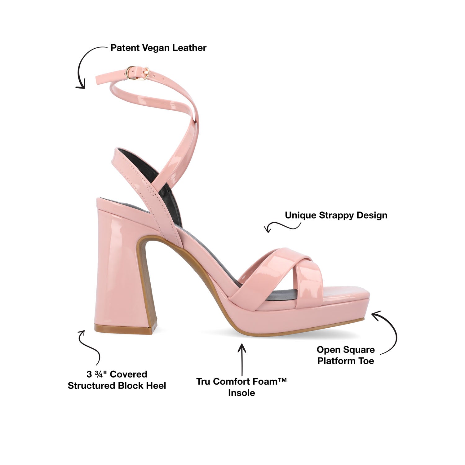 ZORANA STRAPPY HEELS IN PATENT - Blush