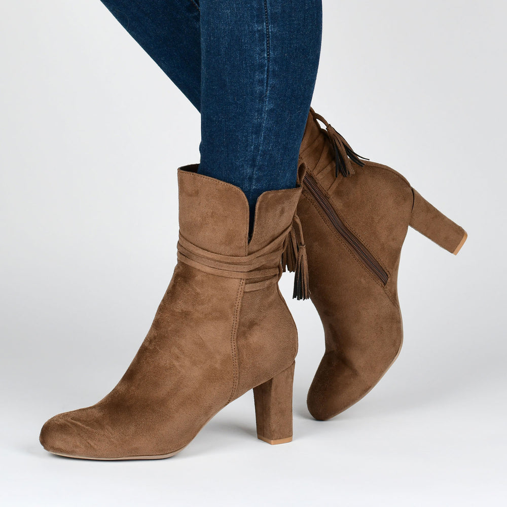 ZURI ZIP-UP BOOTIES IN FAUX SUEDE