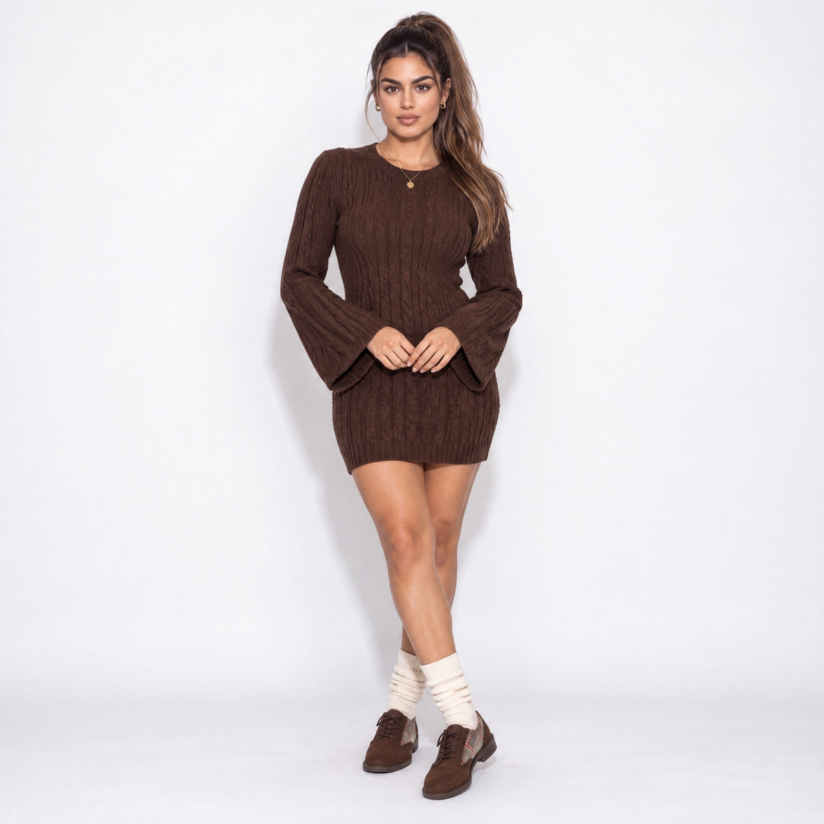 BRIA OXFORD SHOES - Cream Chocolate Plaid