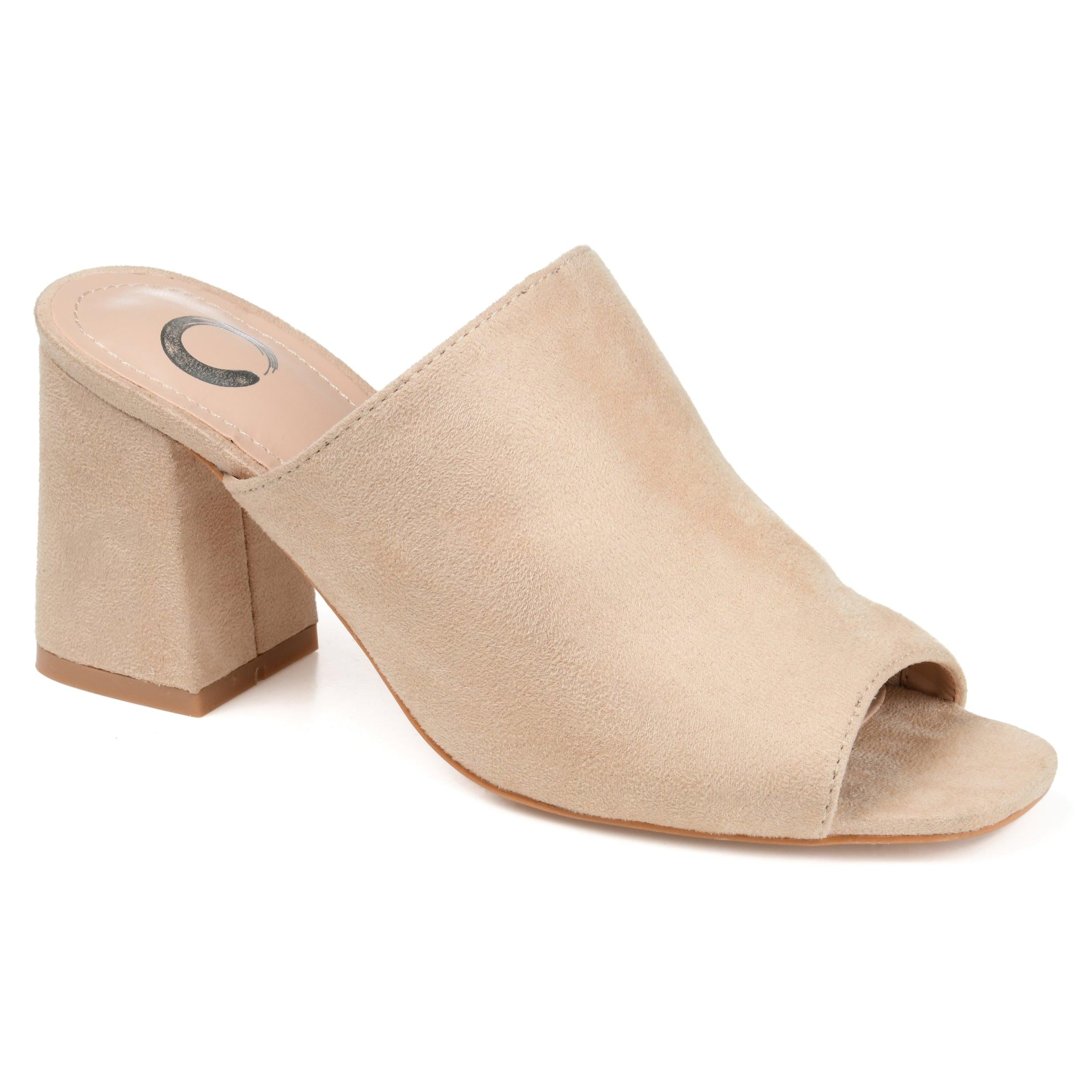 ADELAIDE MULE BLOCK HEELS IN FAUX SUEDE - Nude