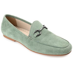 GIIA HORSE BIT LOAFER FLATS IN SUEDE - Green
