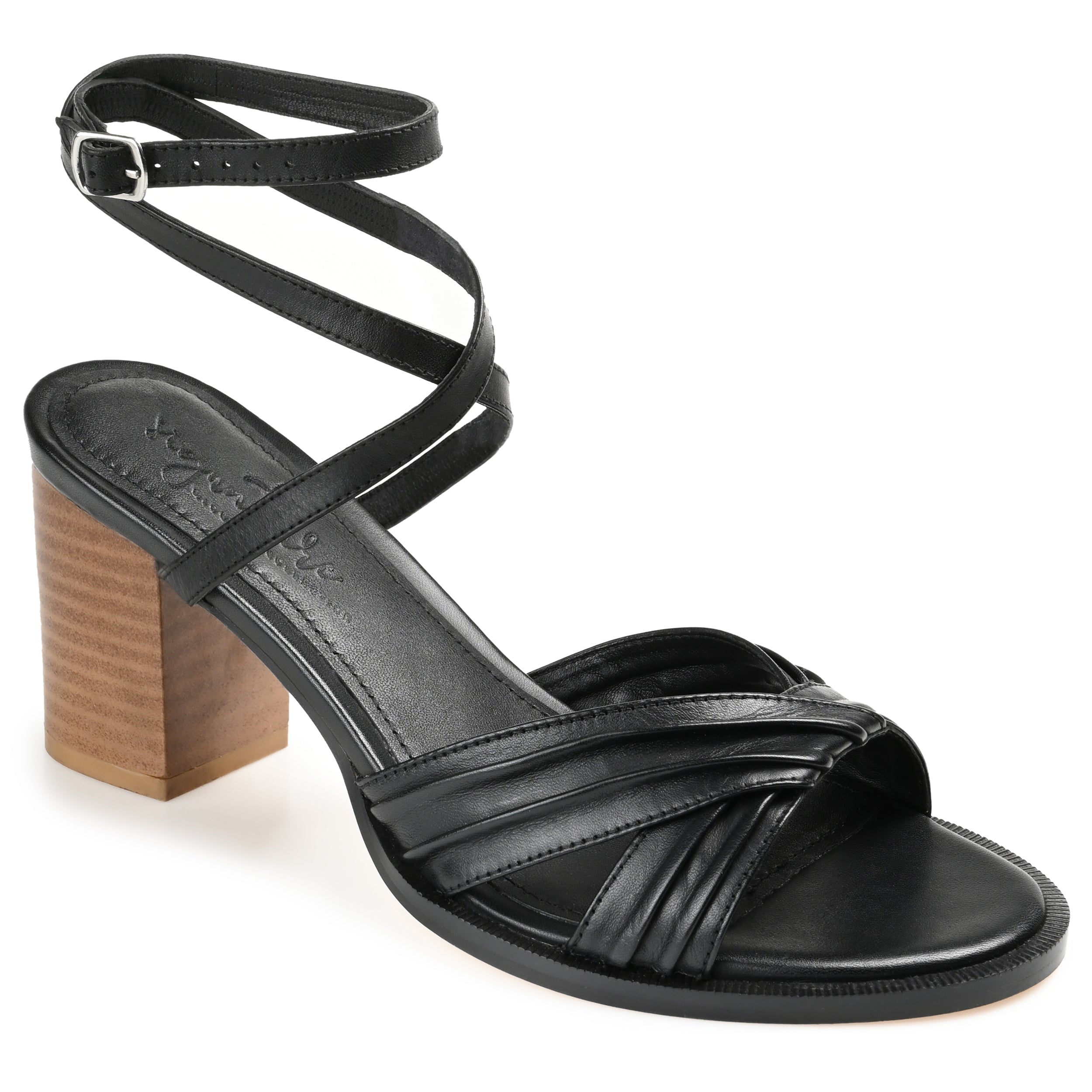 FREEDA STRAPPY HEELED SANDALS IN LEATHER - Black
