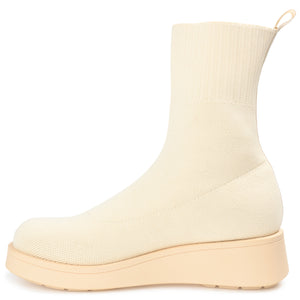 EBBY PLATFORM SOCK BOOT IN KNIT FABRIC - Cream