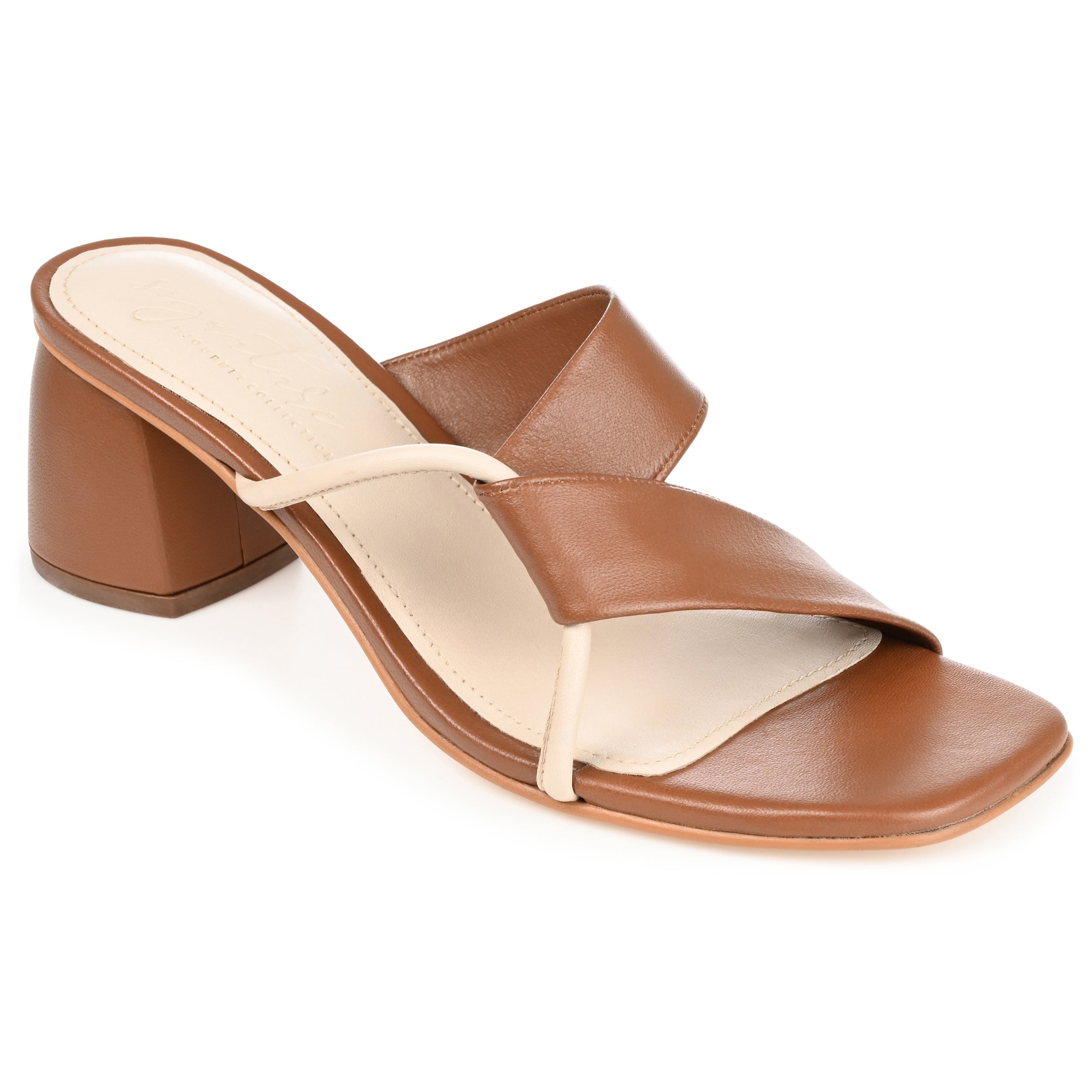 JOSSETTE BLOCK HEEL MULES IN LEATHER - Brown