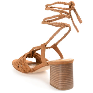 RAILEE STRAPPY HEELED SANDALS IN SUEDE - Brown