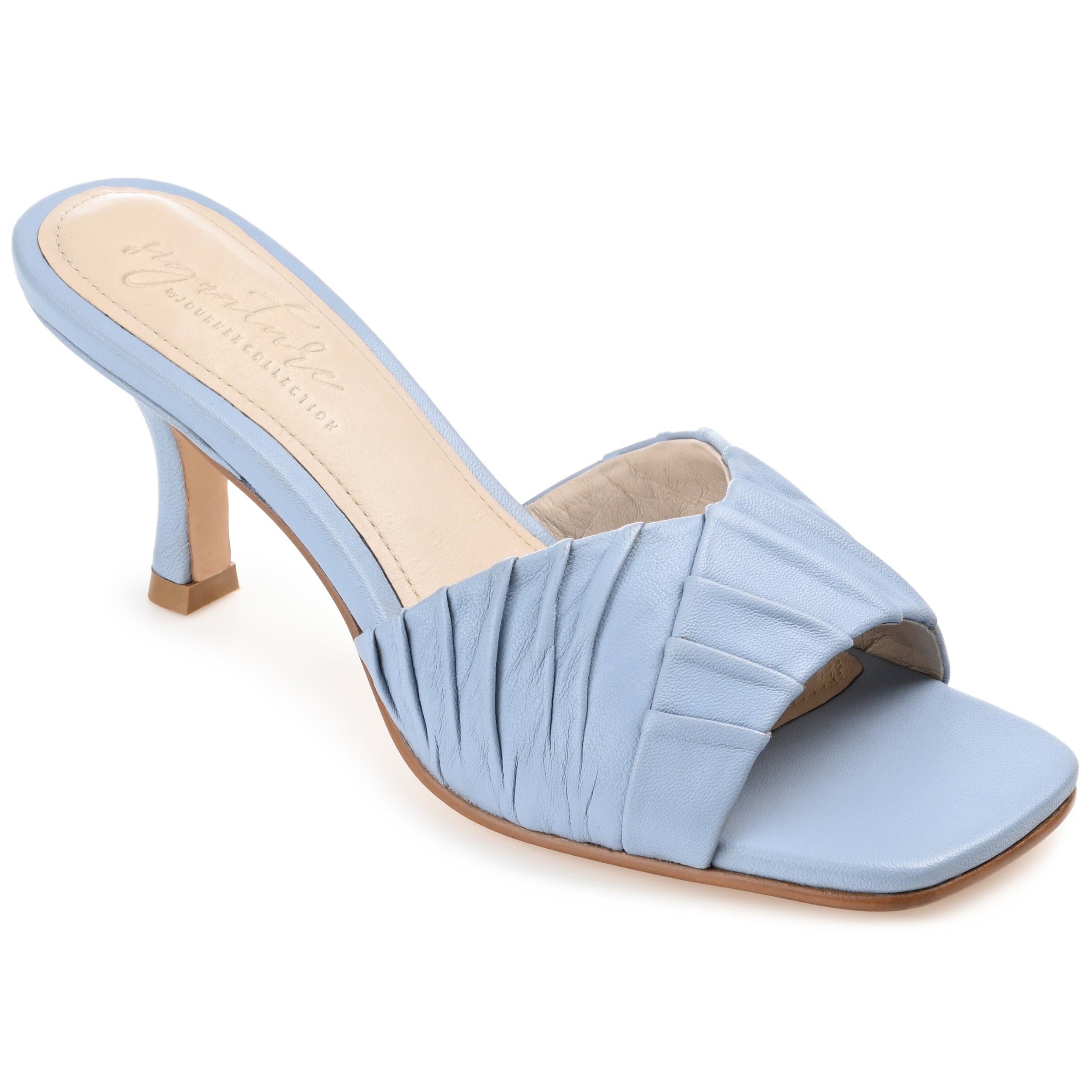 JULIETTE STILETTO HEEL MULES IN LEATHER - Blue