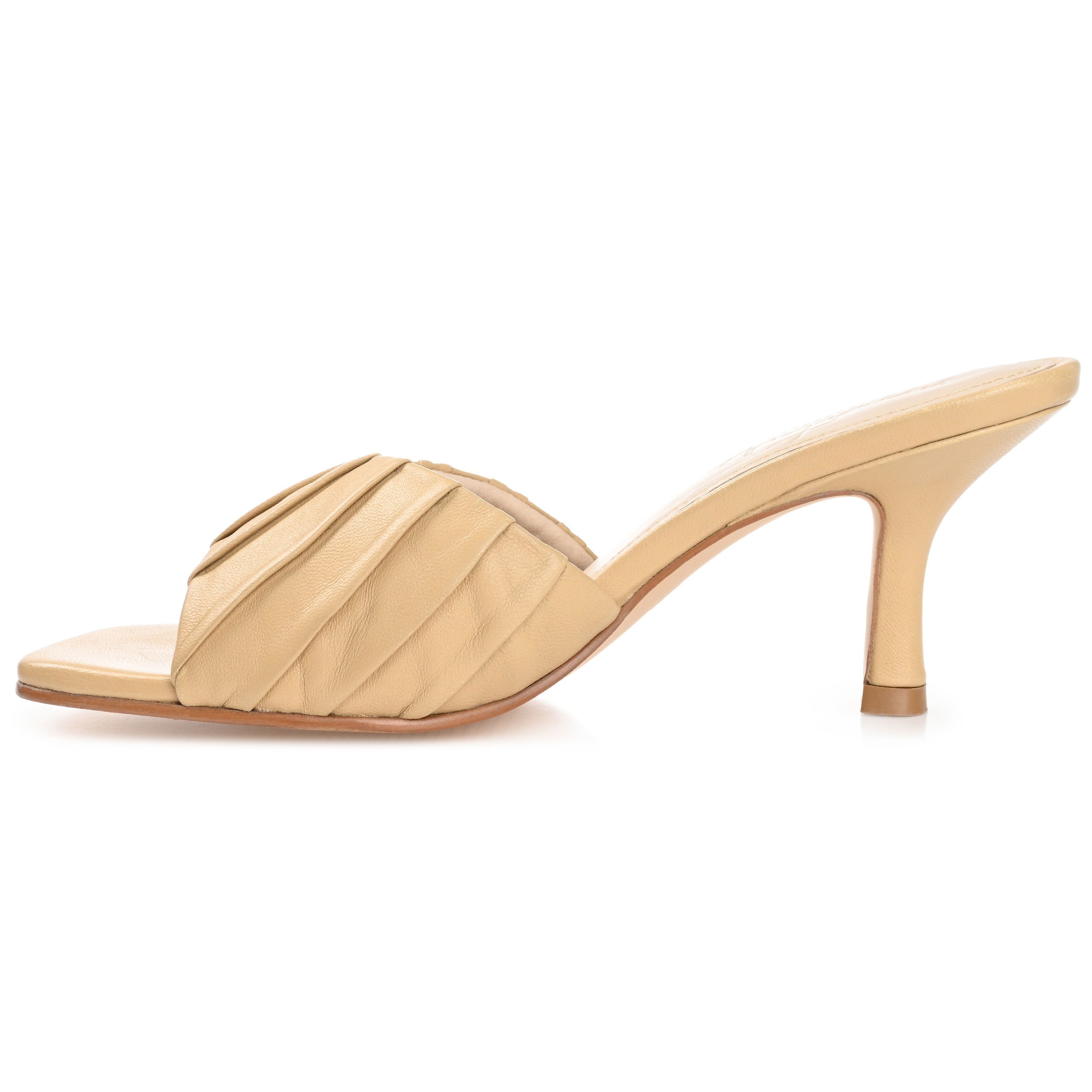 JULIETTE STILETTO HEEL MULES IN LEATHER - Tan