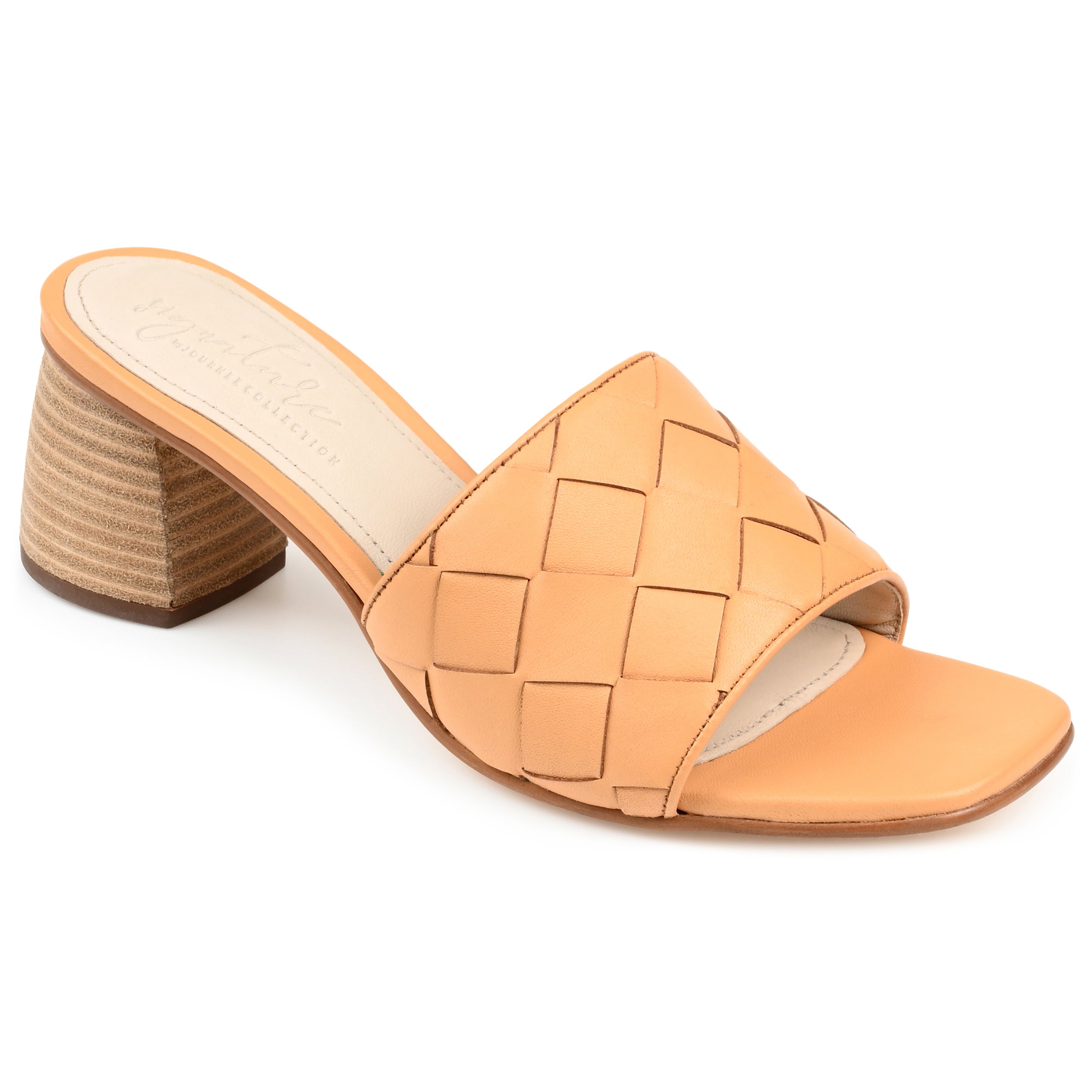 KELLEE BLOCK HEELED MULES IN LEATHER - Tan