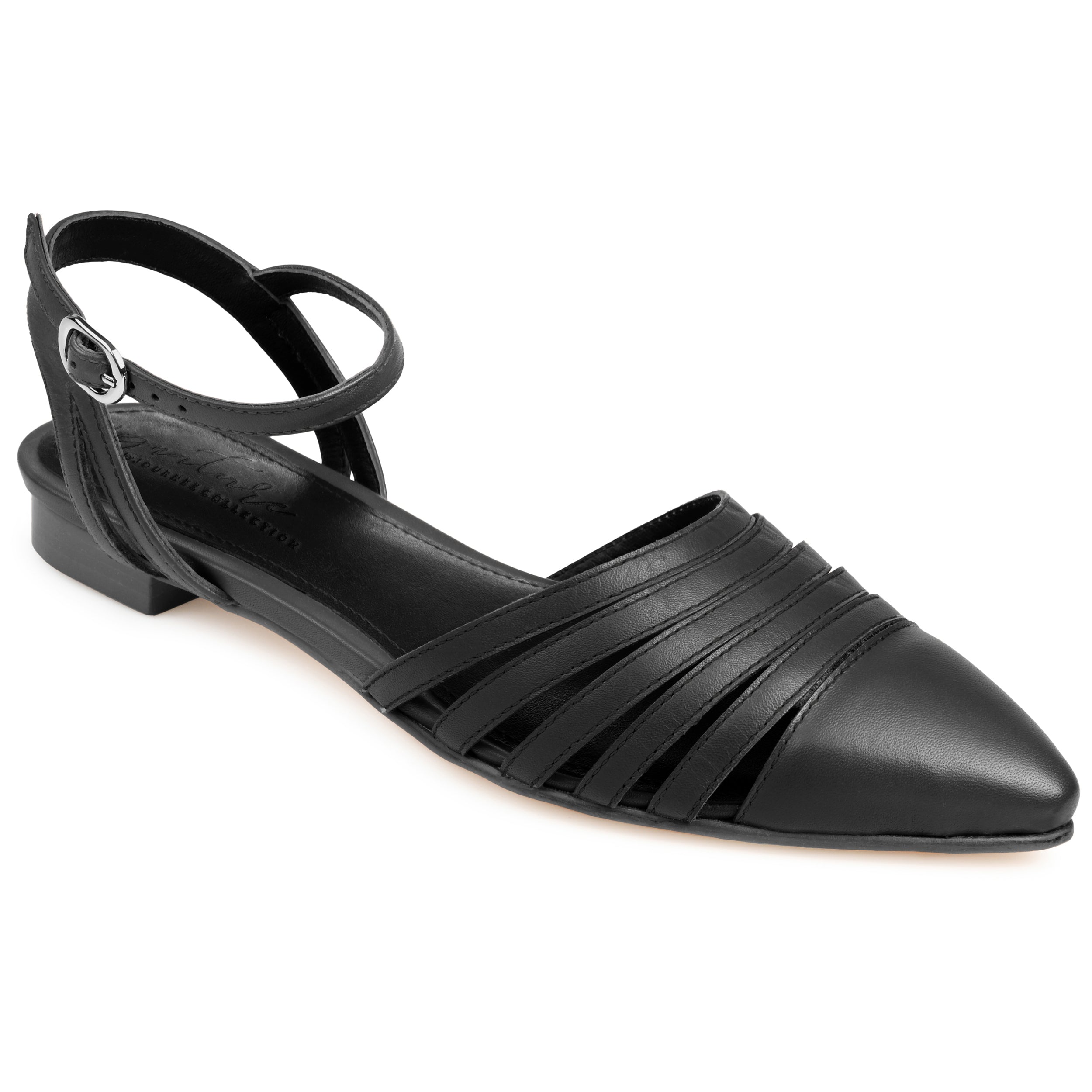 DEXIE FISHERMAN FLATS IN LEATHER - Black