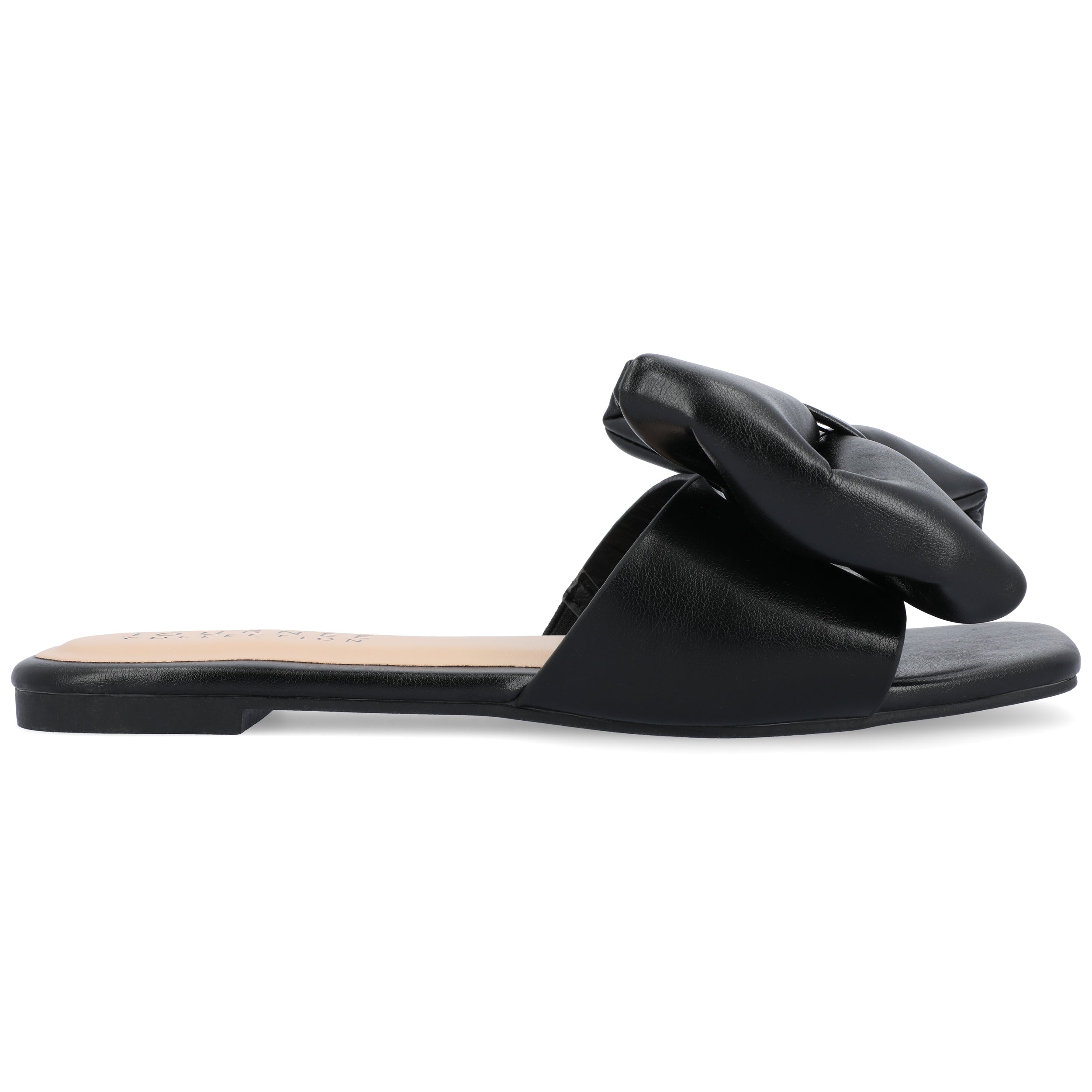 Time and Tru Women's Black SIZE 9W Faux Leather Bow Thong Sandal