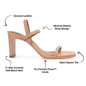 LENONN STRAPPY BLOCK HEELS IN LEATHER - Tan