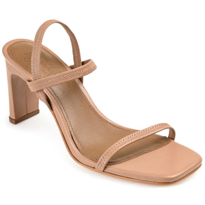 LENONN STRAPPY BLOCK HEELS IN LEATHER - Tan