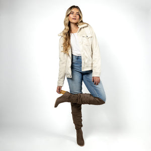 KAISON BOOTS IN WIDE WIDTH & X-WIDE CALF - Stone Faux Suede