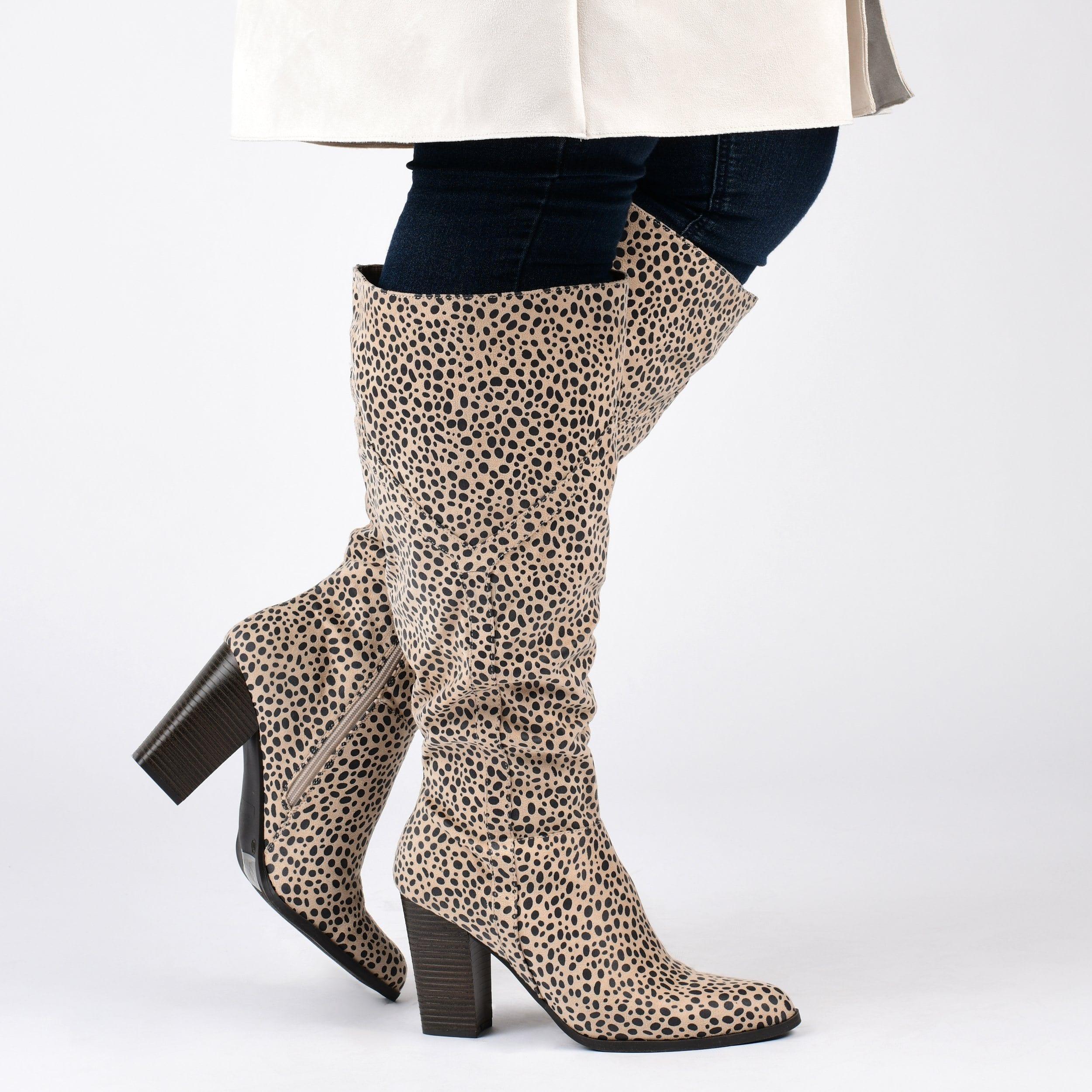 KYLLIE KNEE-HIGH BOOTS IN X-WIDE CALF - Cheetah Faux Suede 2