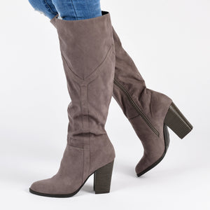 KYLLIE KNEE HIGH BOOTS IN FAUX SUEDE
