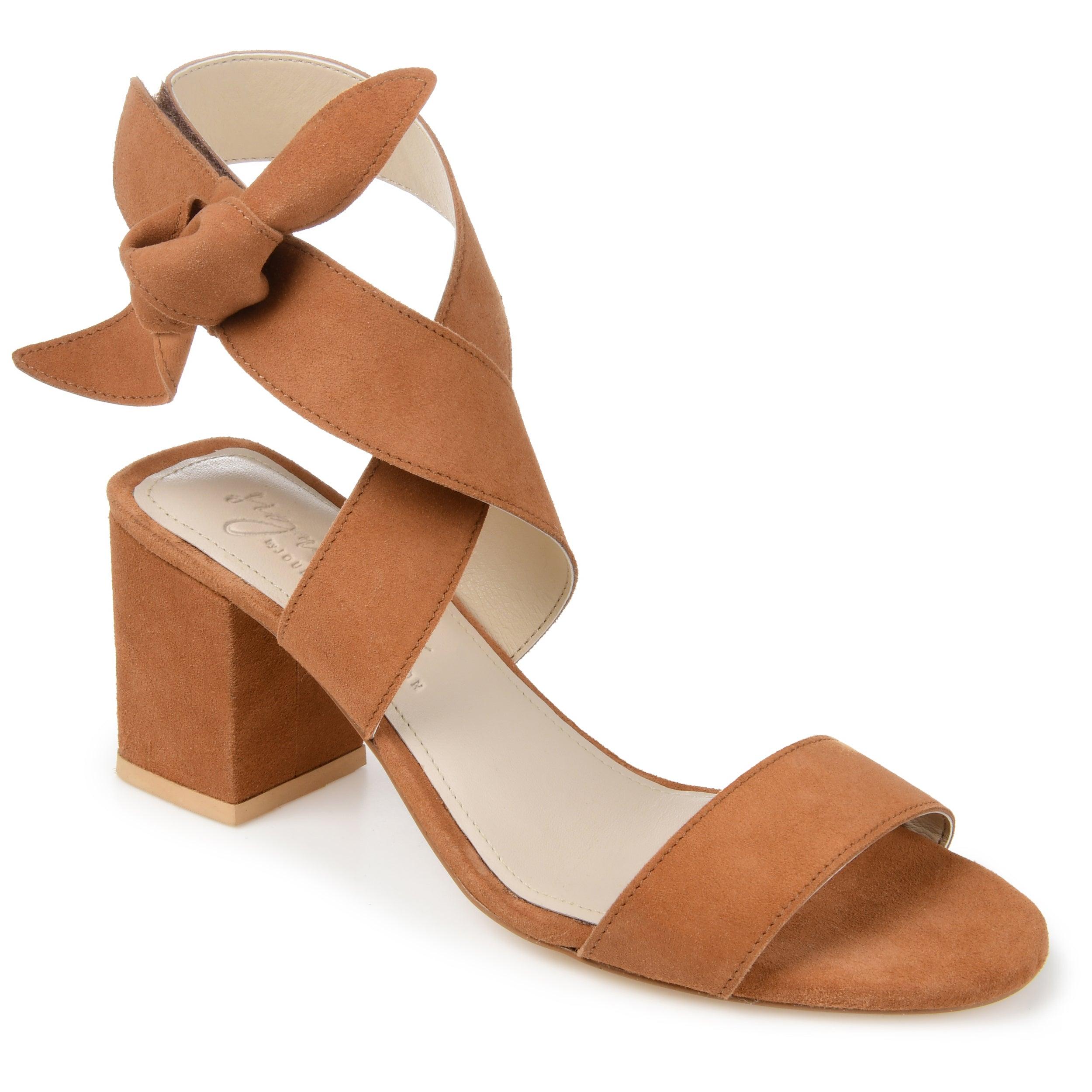 HETHER STRAPPY BLOCK HEELS IN SUEDE - Tan