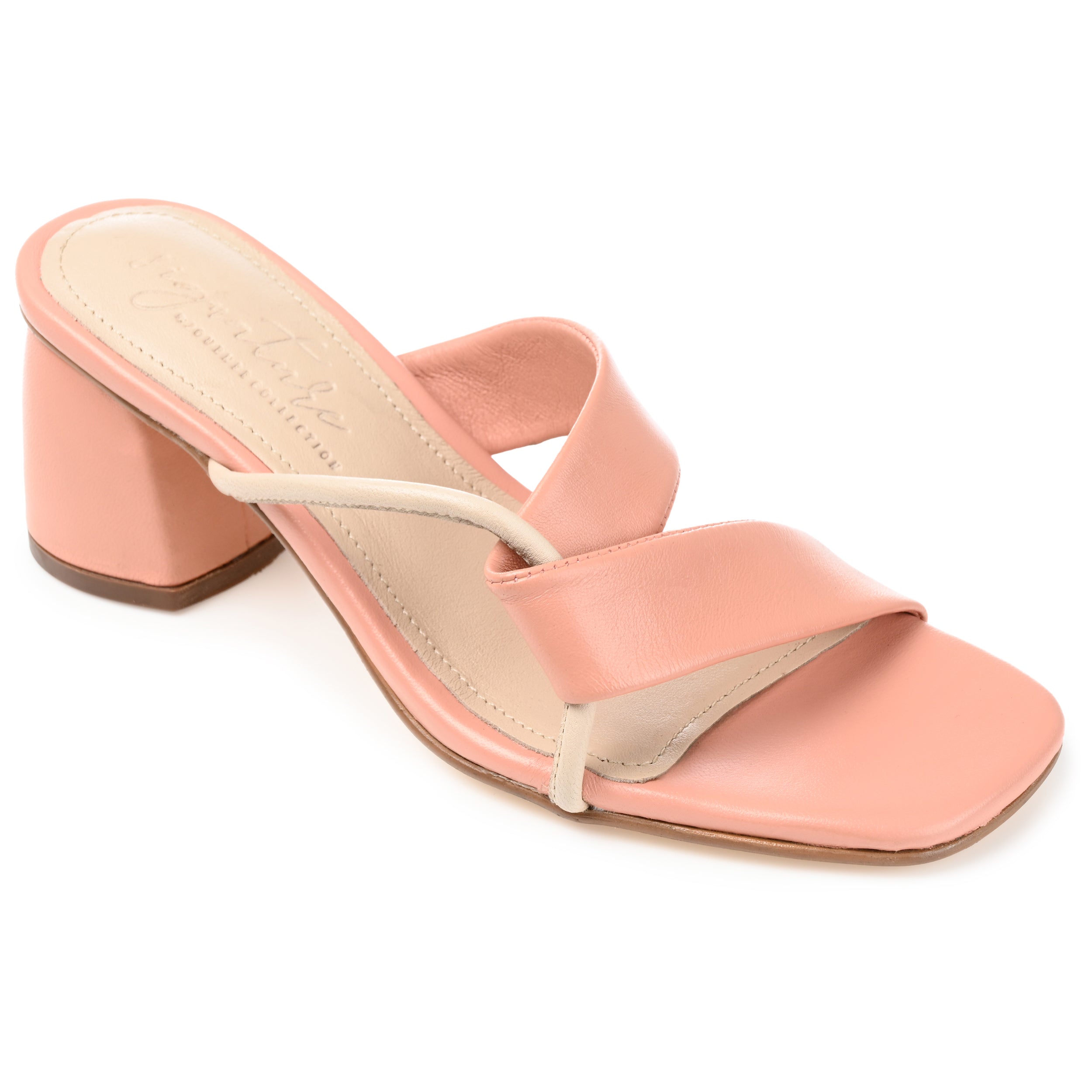 JOSSETTE BLOCK HEEL MULES IN LEATHER - Pink