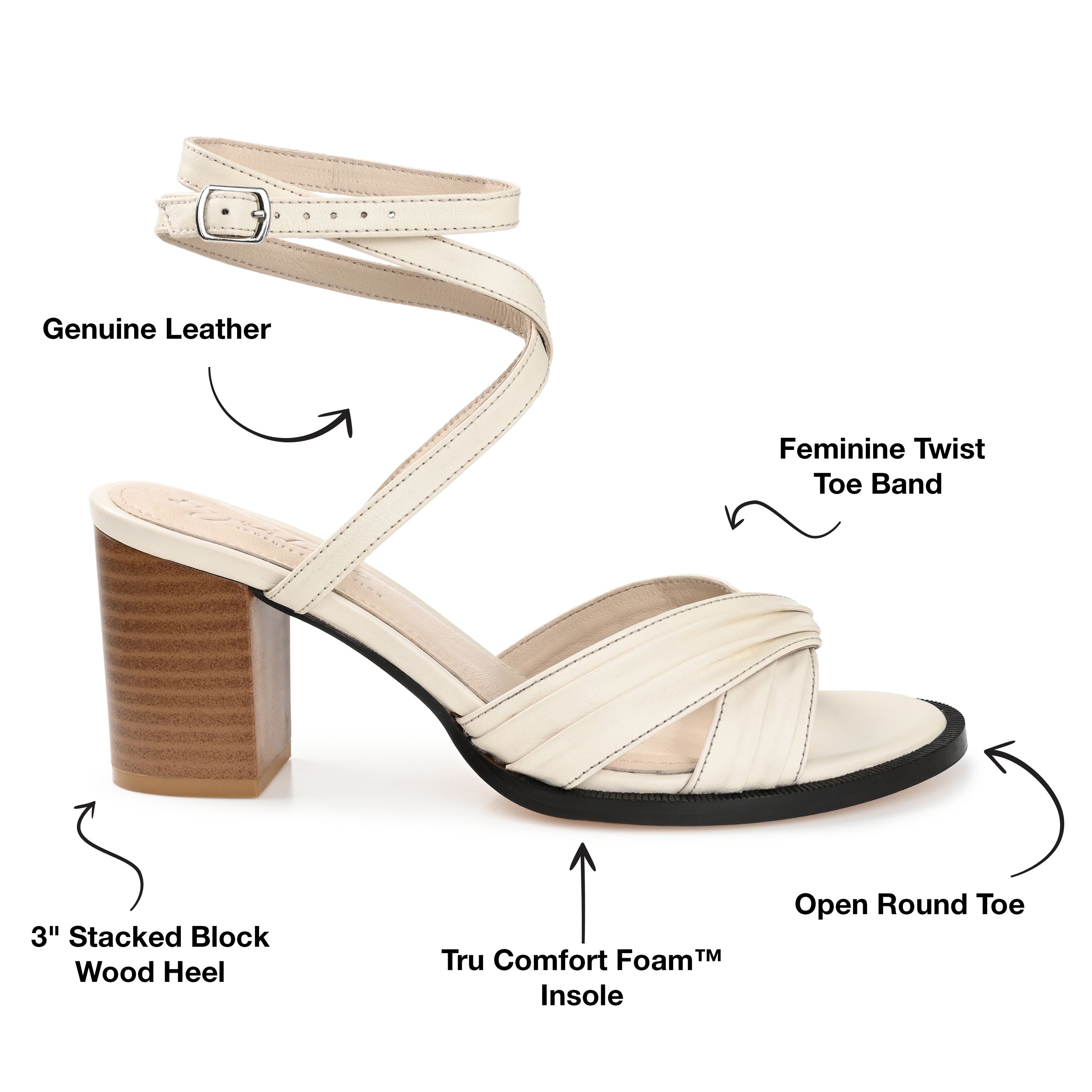 FREEDA STRAPPY HEELED SANDALS IN LEATHER - Off White