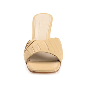 JULIETTE STILETTO HEEL MULES IN LEATHER - Tan