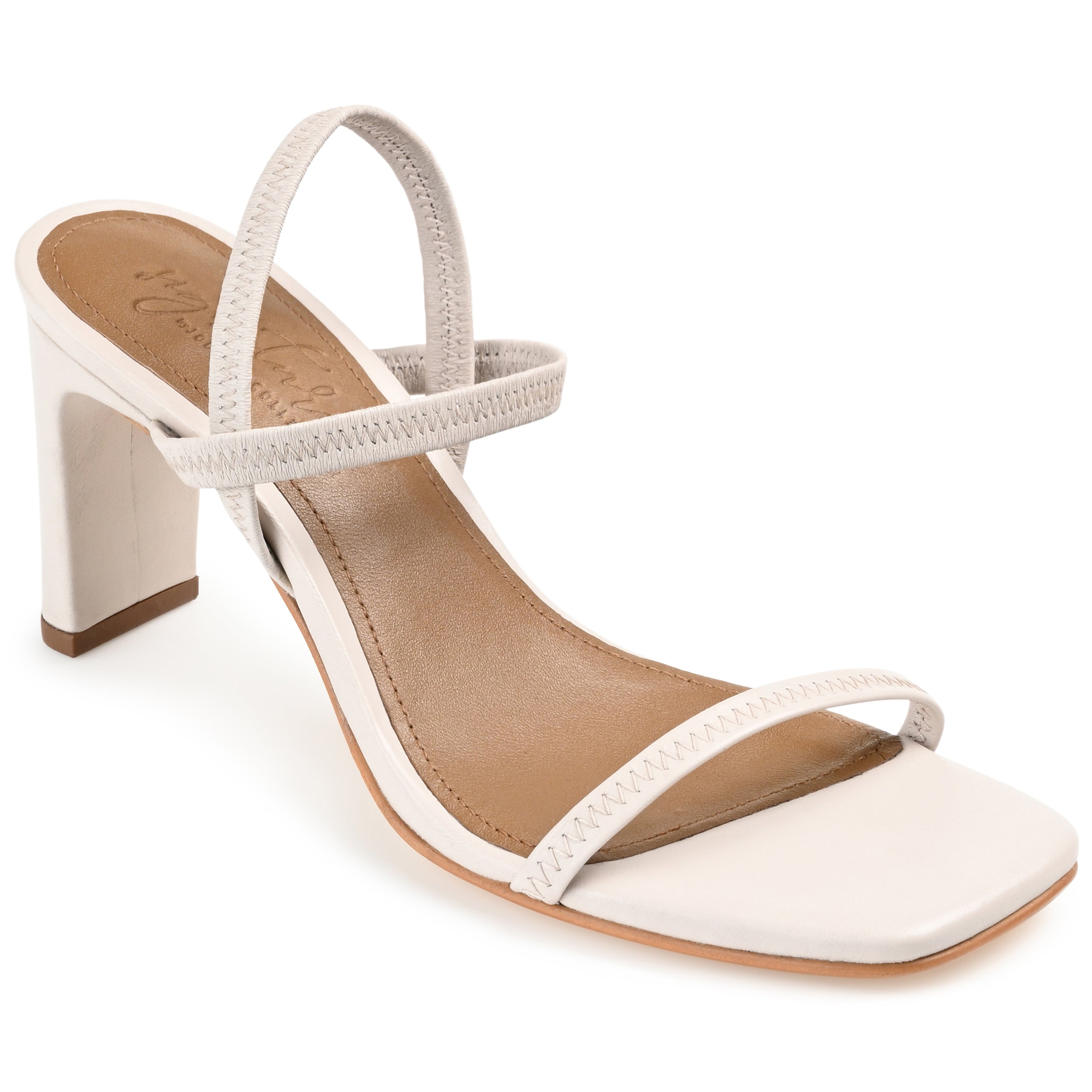LENONN STRAPPY BLOCK HEELS IN LEATHER - Off White