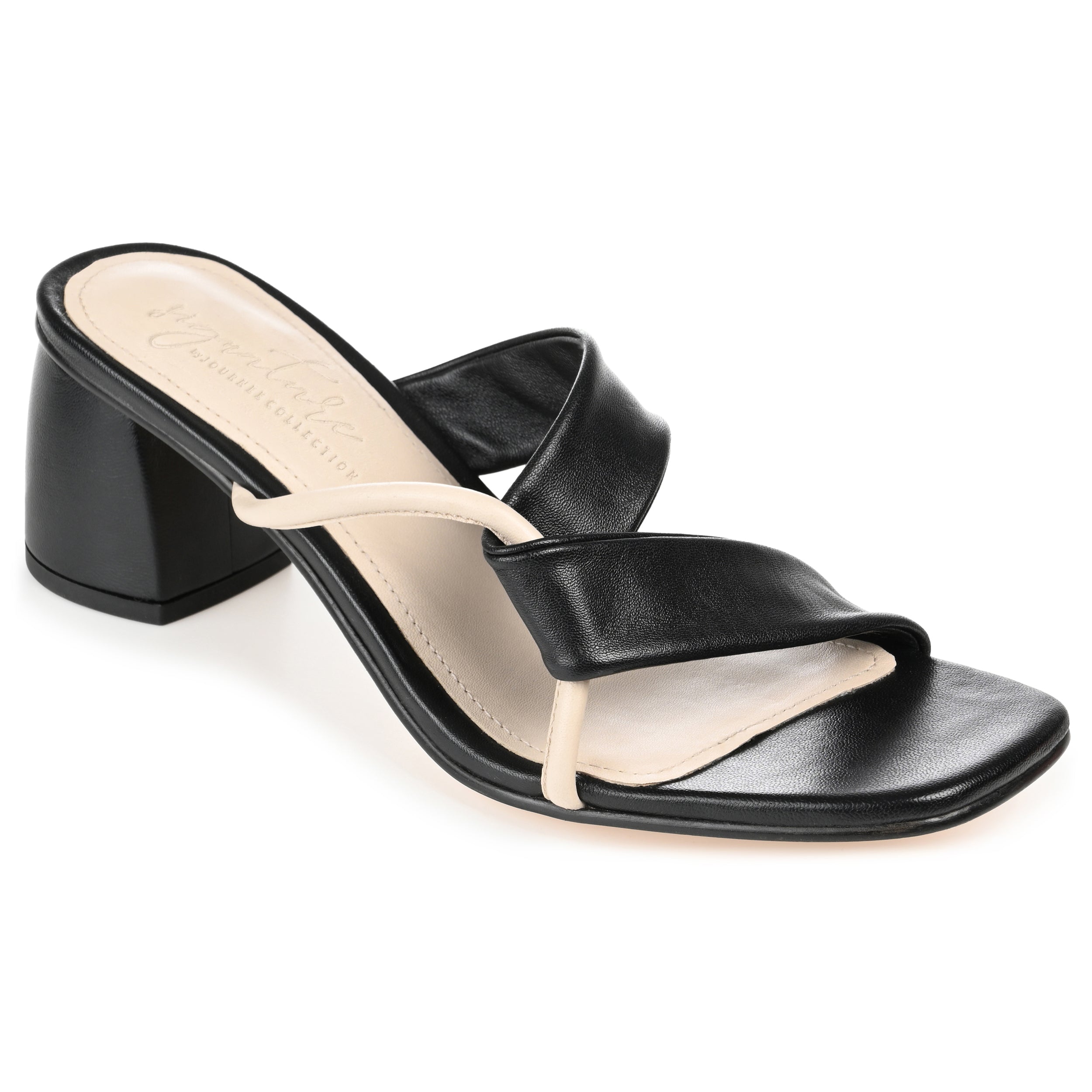 JOSSETTE BLOCK HEEL MULES IN LEATHER - Black