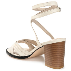 FREEDA STRAPPY HEELED SANDALS IN LEATHER - Off White