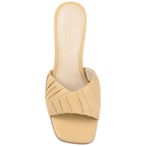 JULIETTE STILETTO HEEL MULES IN LEATHER - Tan