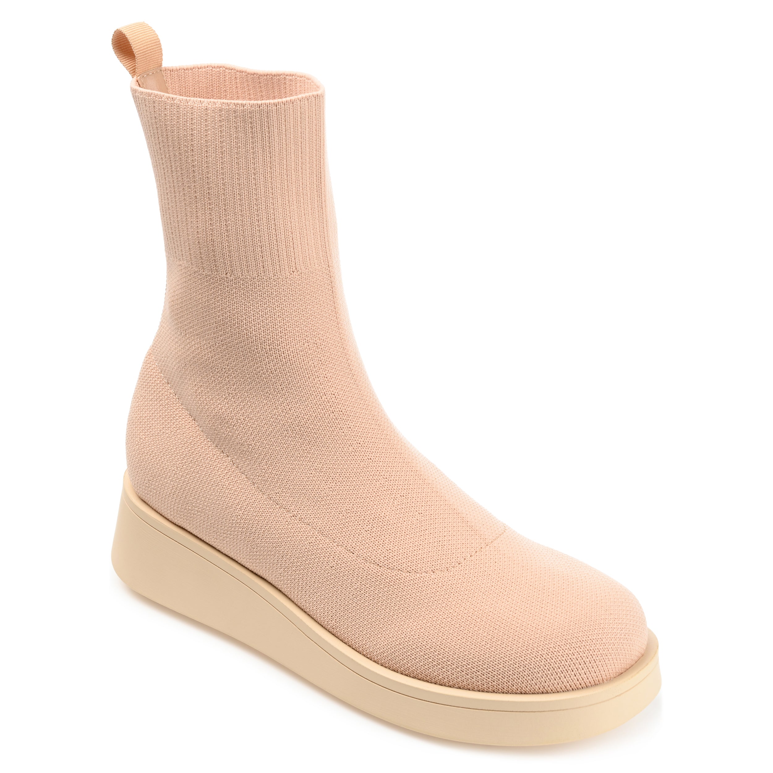 EBBY PLATFORM SOCK BOOT IN KNIT FABRIC - Tan