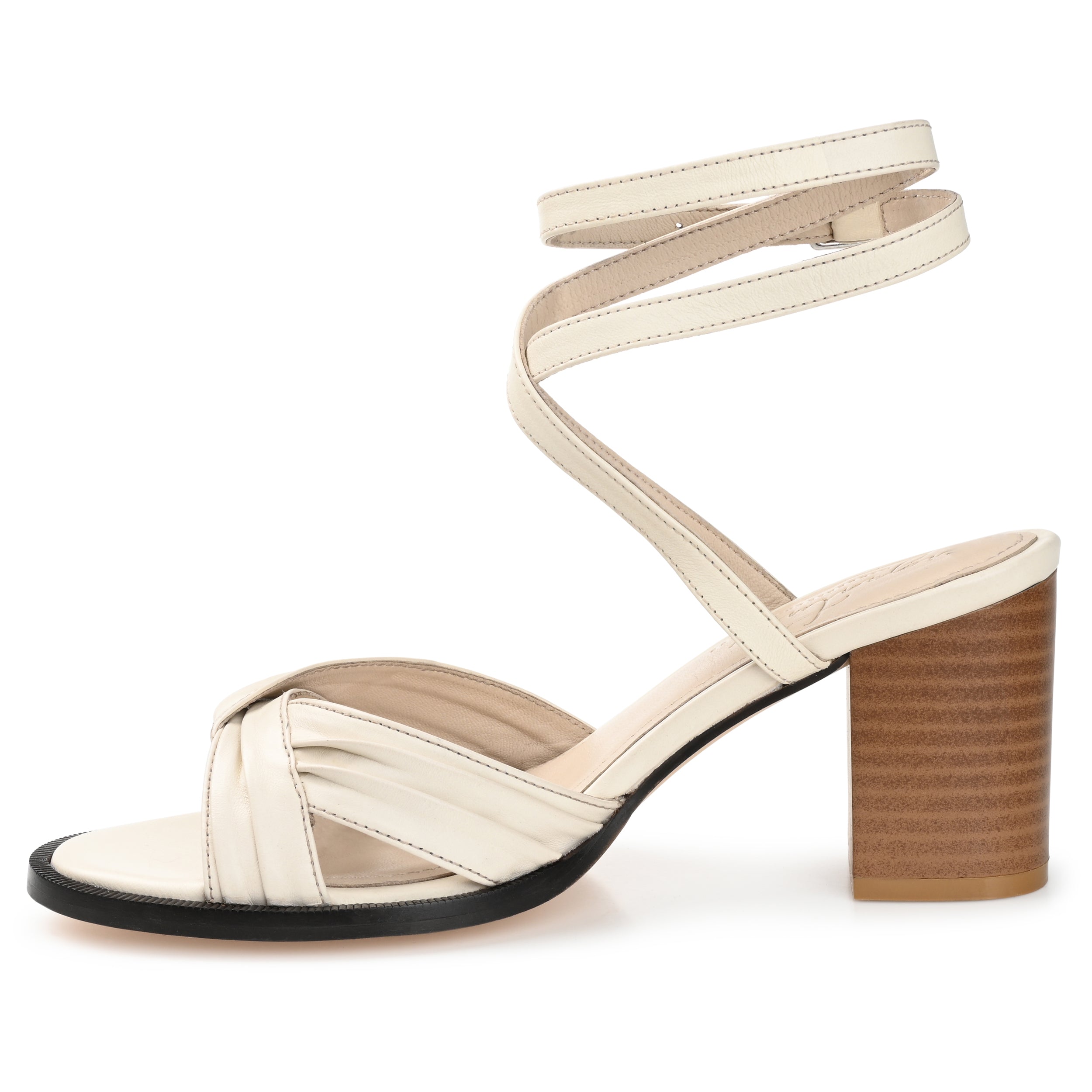FREEDA STRAPPY HEELED SANDALS IN LEATHER - Off White