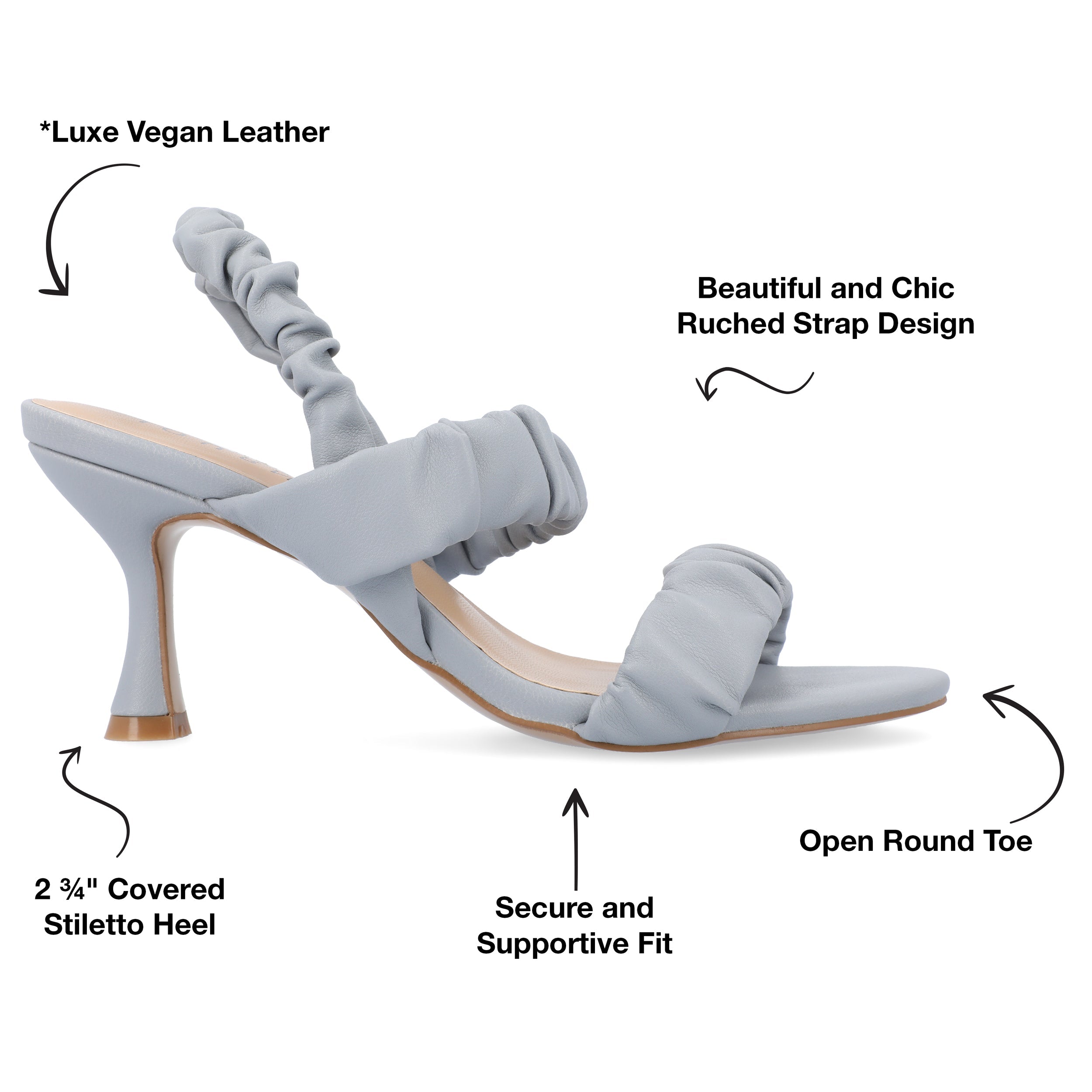 AMAREE STRAPPY HEELS IN VEGAN LEATHER - Blue