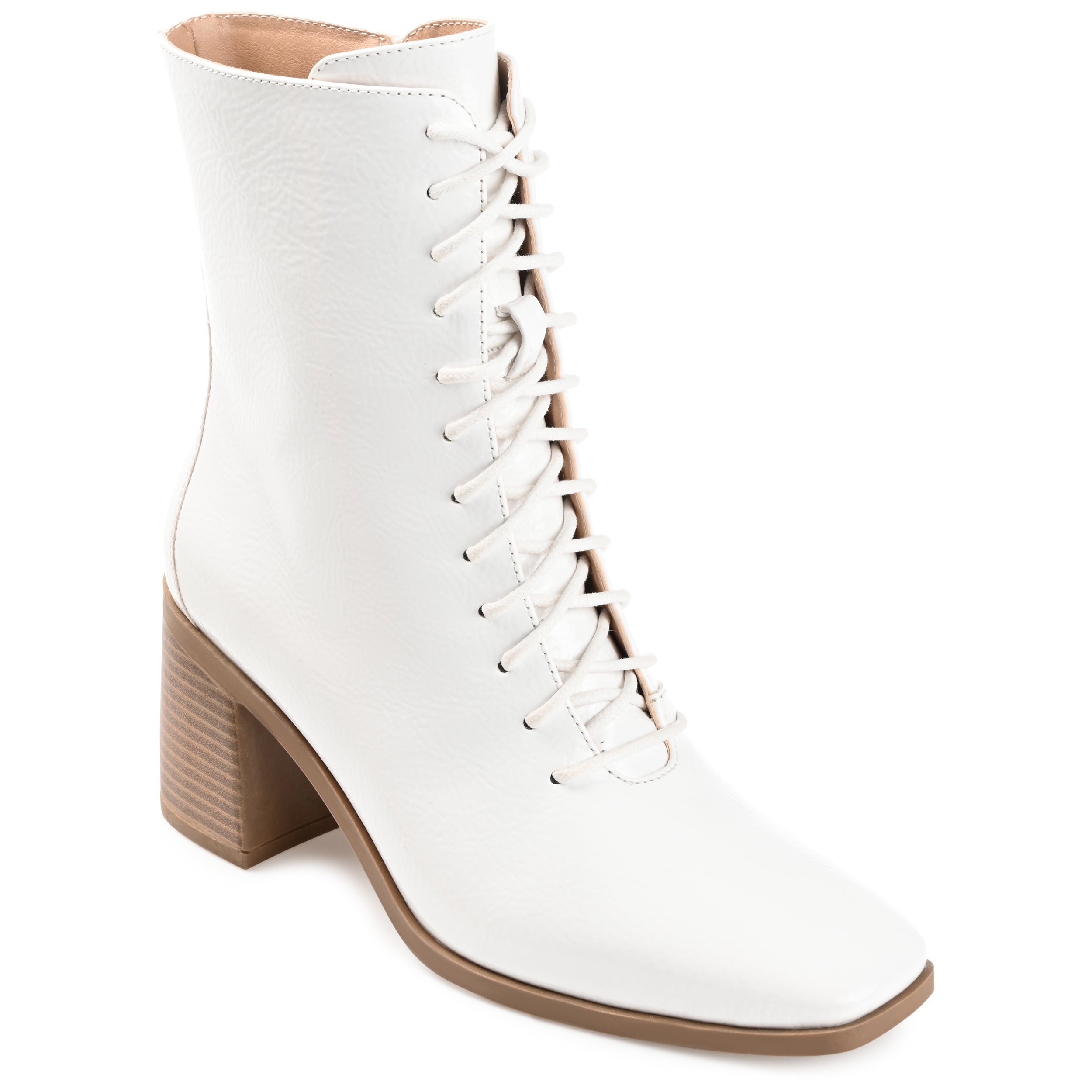 COVVA LACE-UP BOOTIES IN WIDE - Bone Patent