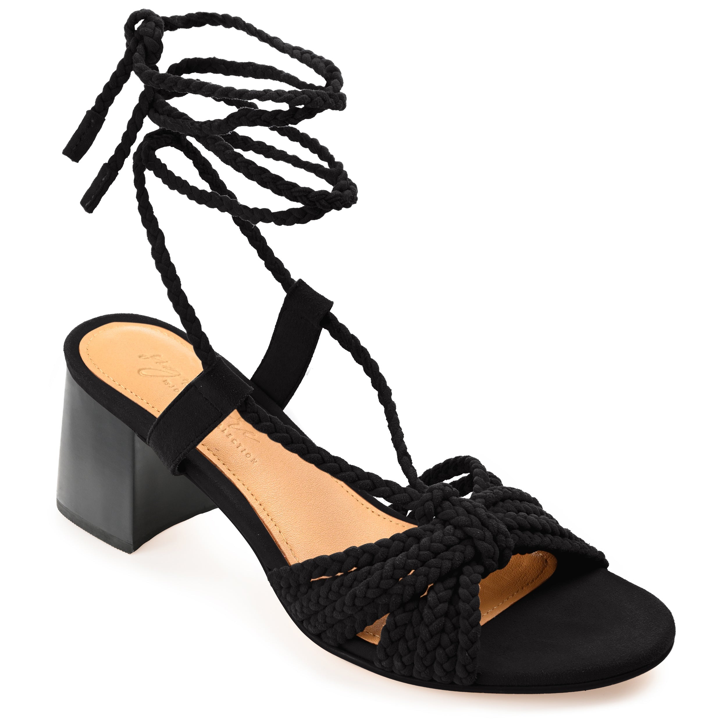RAILEE STRAPPY HEELED SANDALS IN SUEDE - Black