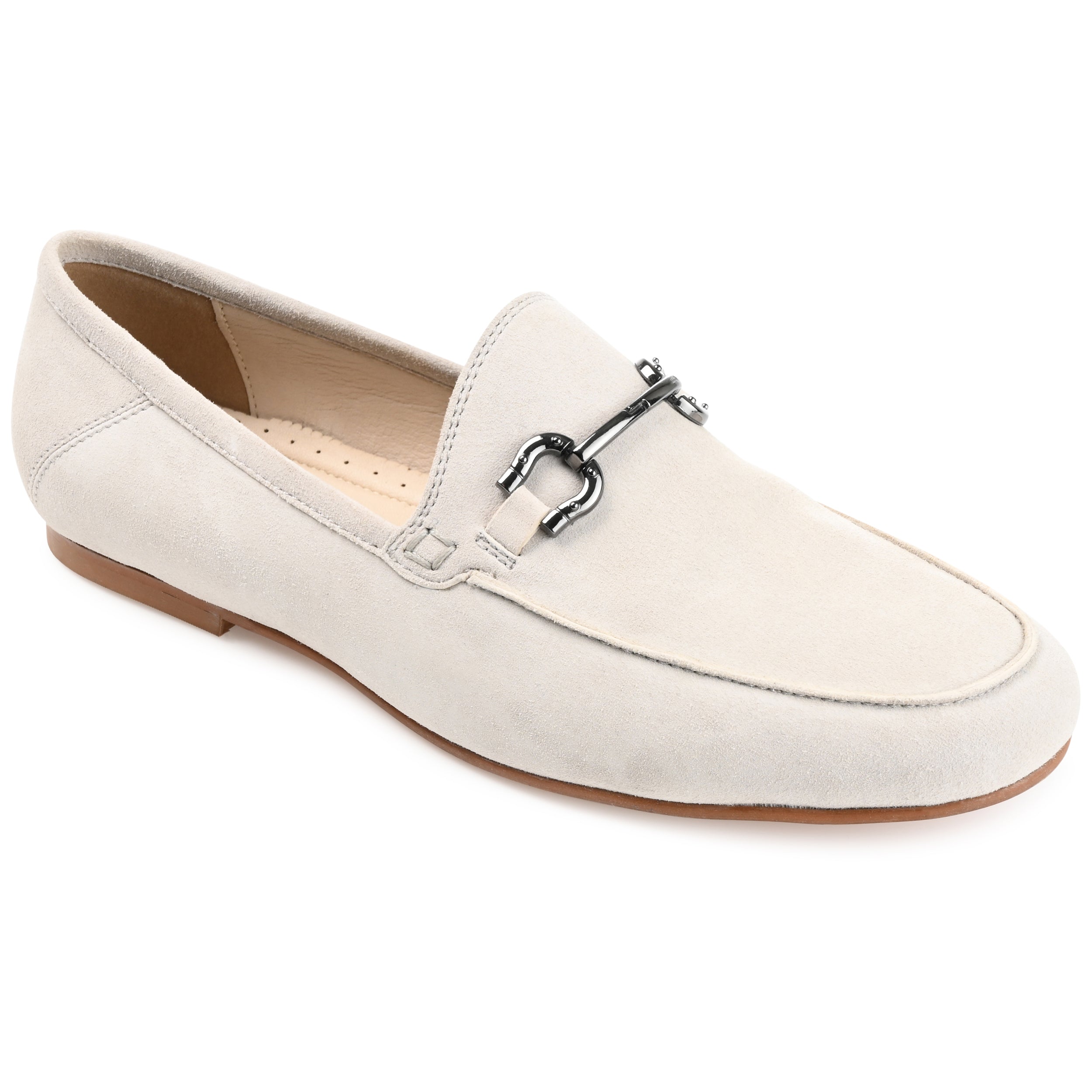 GIIA HORSE BIT LOAFER FLATS IN SUEDE - Off White