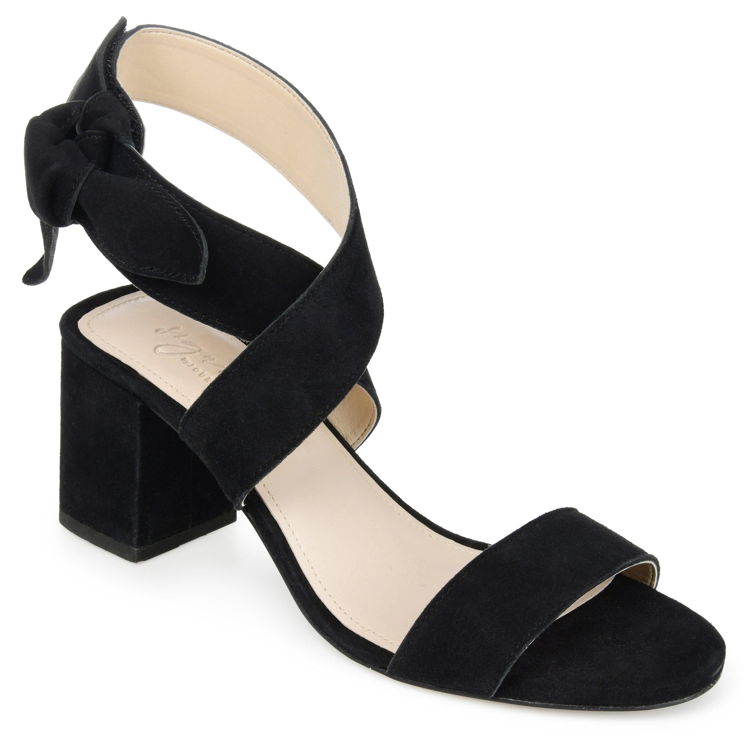 HETHER STRAPPY BLOCK HEELS IN SUEDE - Black