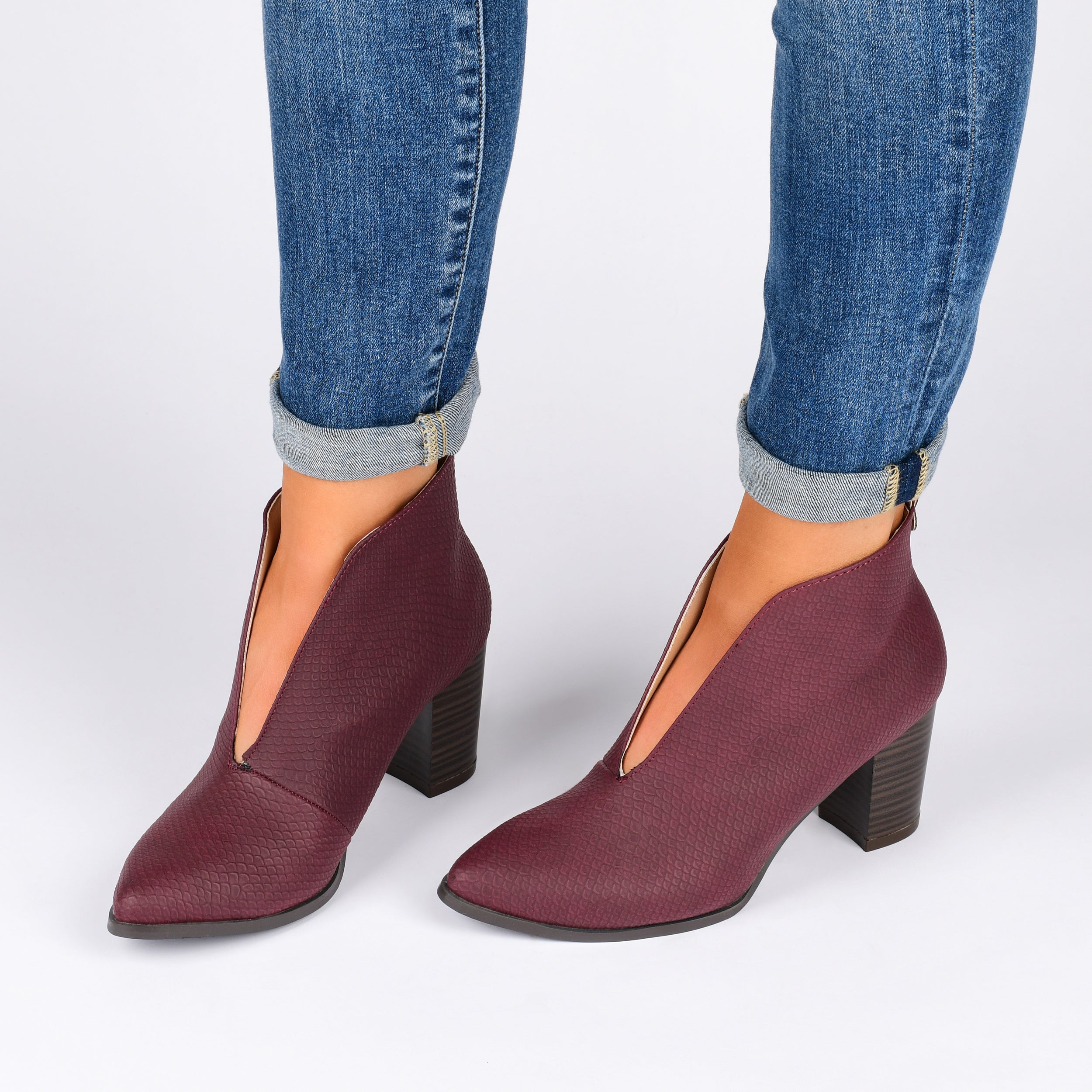 Bellamy Heeled Booties | Slip On V-Cut Booties | Journee Collection