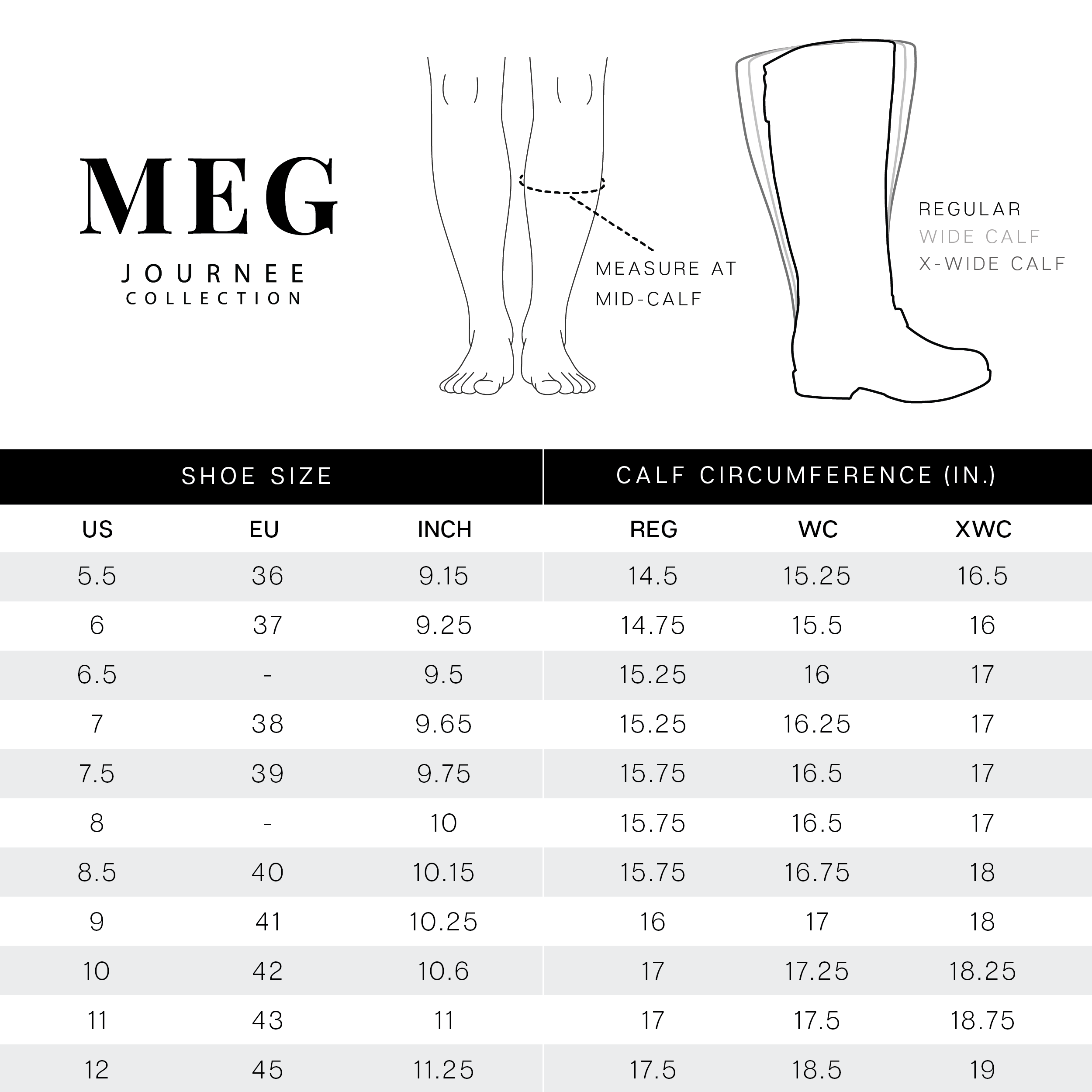 Wide calf 2025 boots measurements