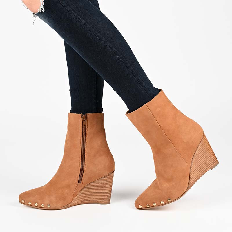 REEYA WEDGE HEELED BOOTIES IN SUEDE