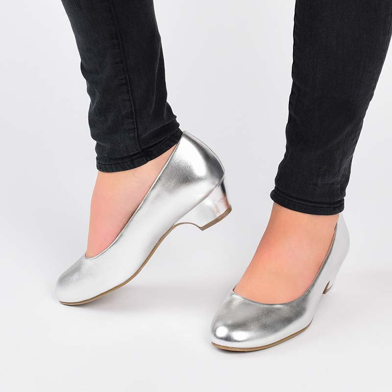 Francis Silver Glitter Wide Fit Low Heel Two Part Shoe | Paradox London |  SilkFred